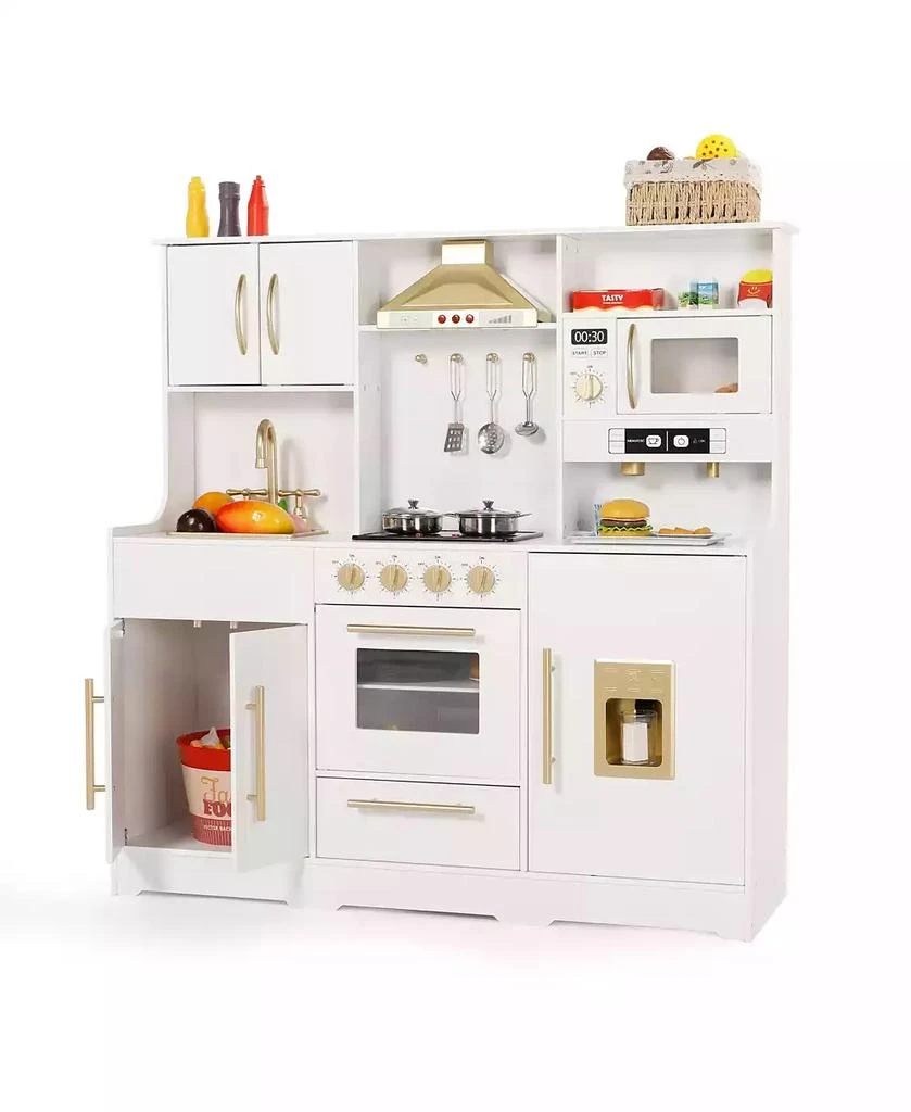 Kinder King Wooden Kids Play Kitchen, Pretend Play Kitchen Playset w/Sounds for Toddlers.