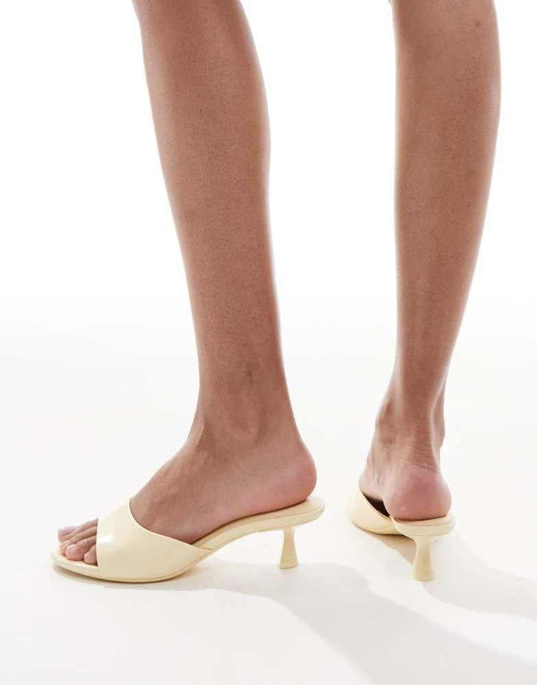 Bershka Bershka heeled mules in butter yellow 3