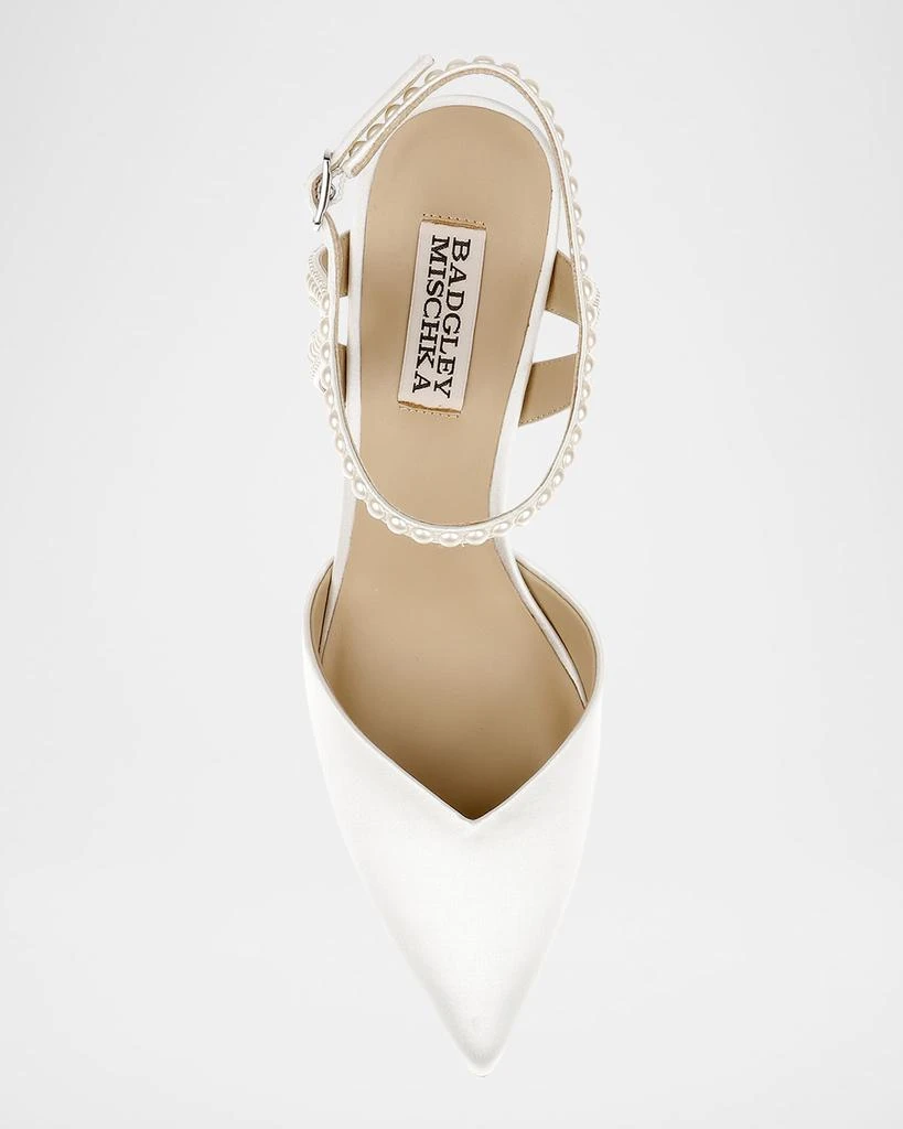 Badgley Mischka Destinee Pearly Pointed Satin Pumps 4