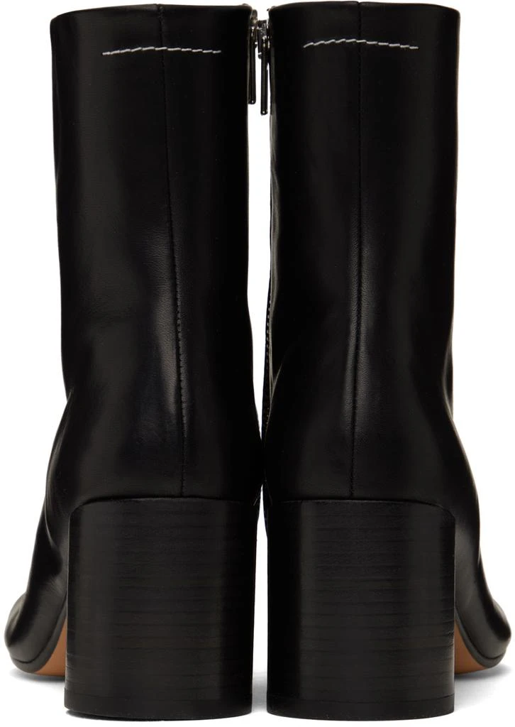 MM6 Black Stitch-Out Leather Ankle Boots 2