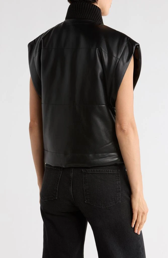 TRUTH Faux Leather Cap Sleeve Quilted Vest 2