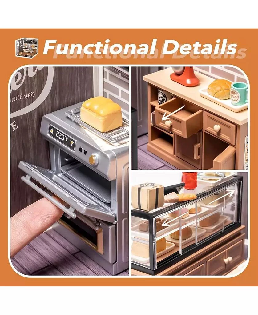 Robotime Plastic House Building Set Toy DIY Miniature Dollhouse Playset with LED for Mini Figures Construction Toys Diorama Kit Gifts for Adults 3