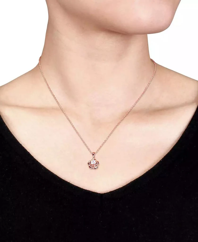 Macy's Lab-Grown White Sapphire Rose 18" Pendant Necklace (1/3 ct. t.w.) in Rose-Plated Sterling Silver 2