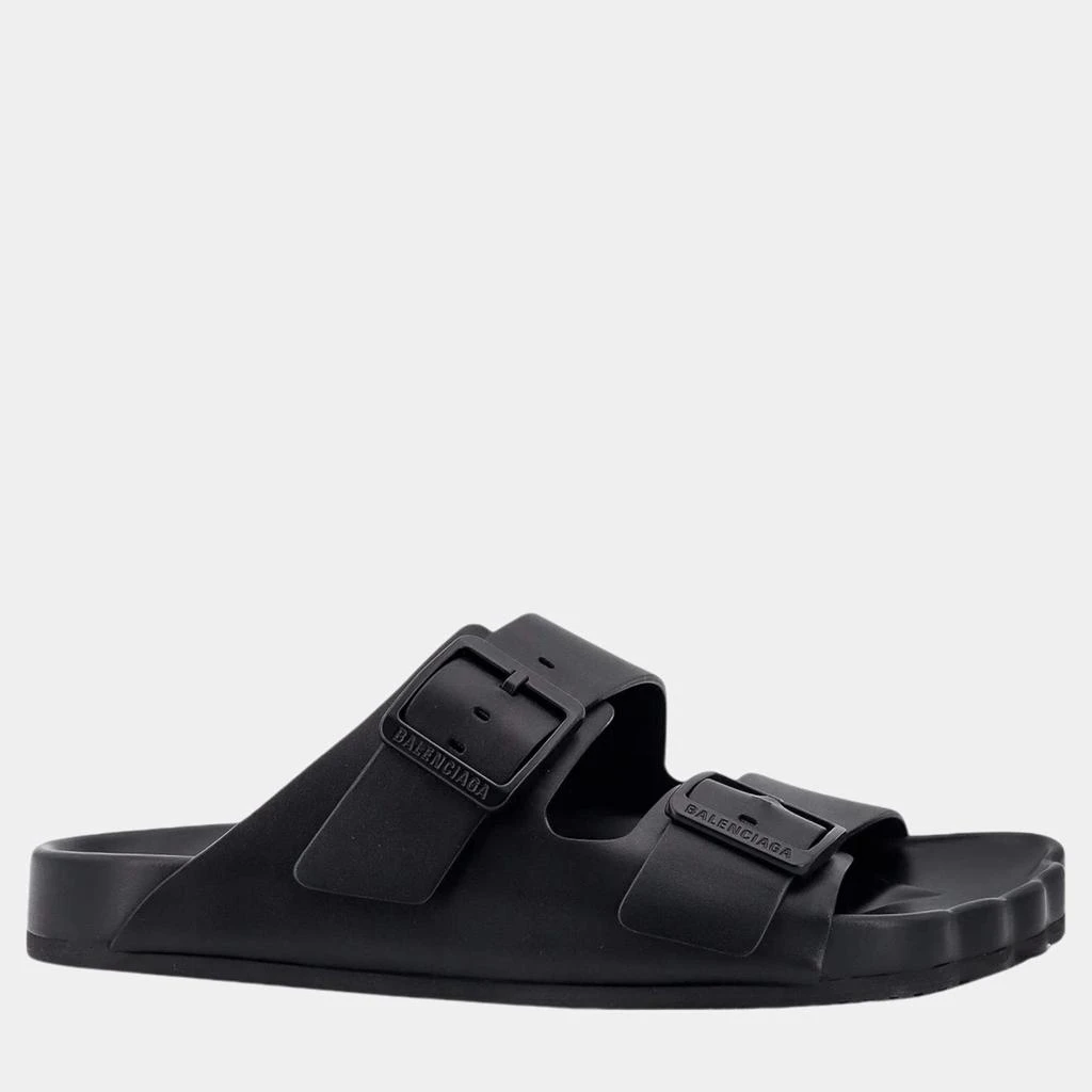 Shop Balenciaga Black Leather Sunday Slide Sandals EU 44 on  display picture 3