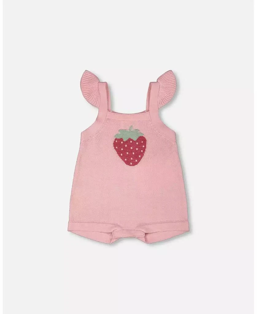 Deux par Deux Baby Girls Knit Strawberry Romper Light Pink