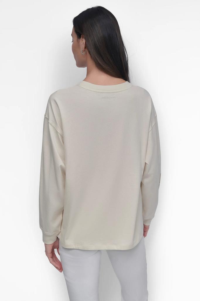 DKNY 89 MULTI COLOR RHINESTONE LOGO LONG SLEEVE TEE