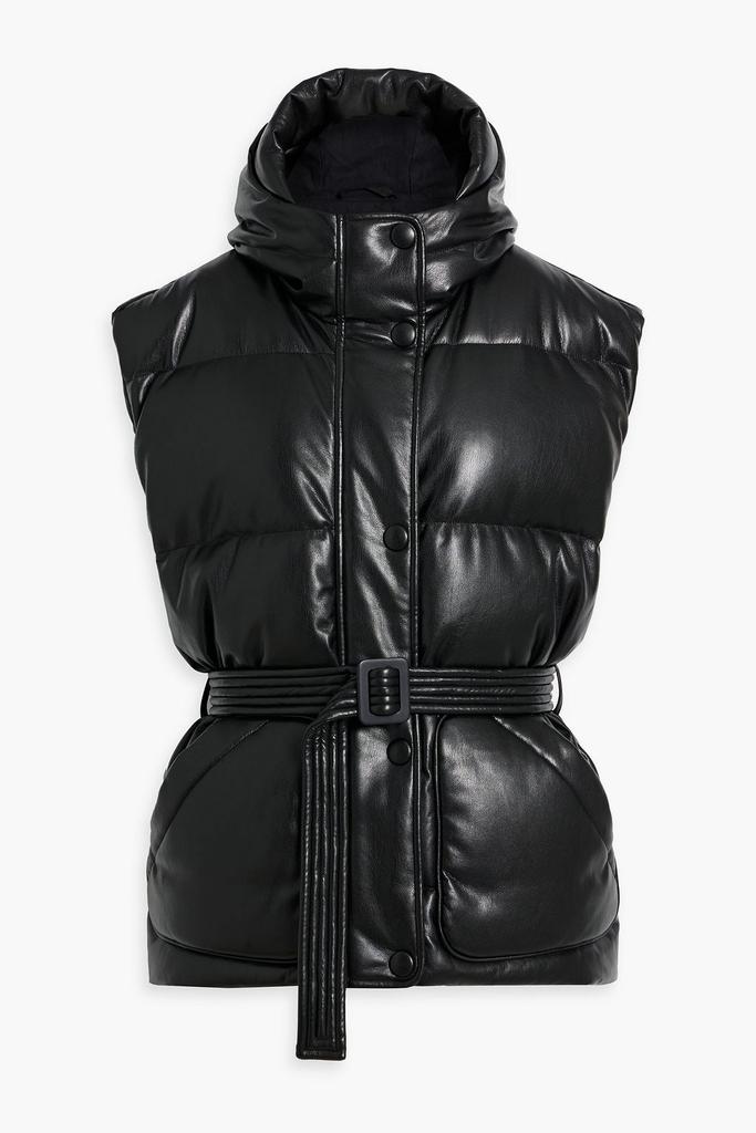IENKI IENKI Michlin belted quilted faux leather hooded down vest