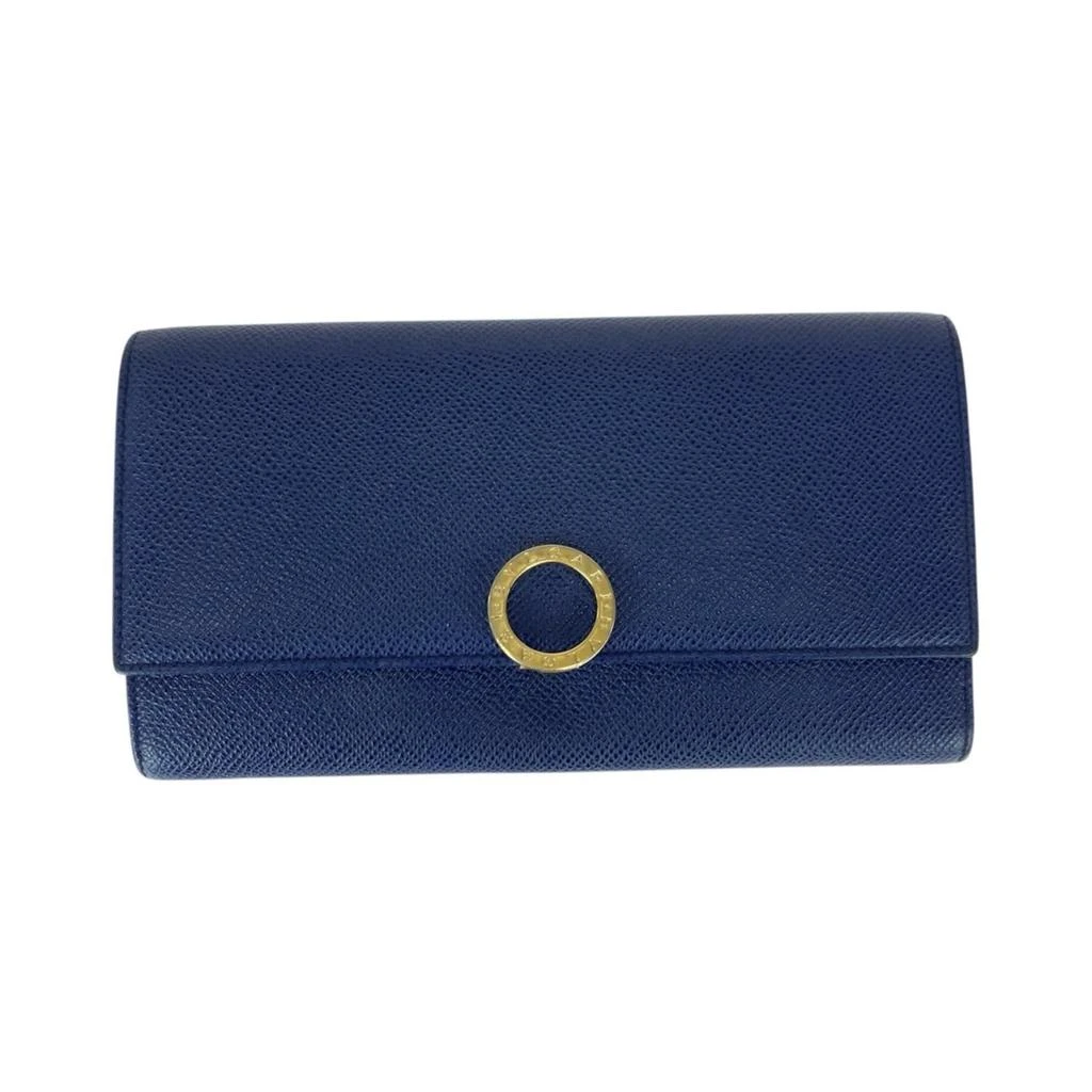 BVLGARI blue pink Leather Long Wallet (Bi-Fold) (Pre-Owned)