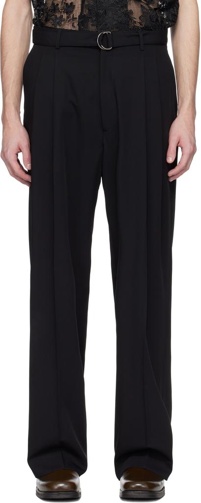 CMMN SWDN Black Omari Double Pleated Trousers