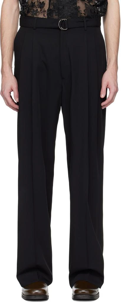 CMMN SWDN Black Omari Double Pleated Trousers 1