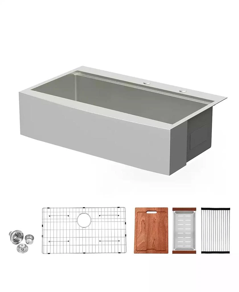 Flynama 36x22x10inch Drop In Farmhouse Sink Workstation Stainless Steel Topmount Apron Front 16 Gauge