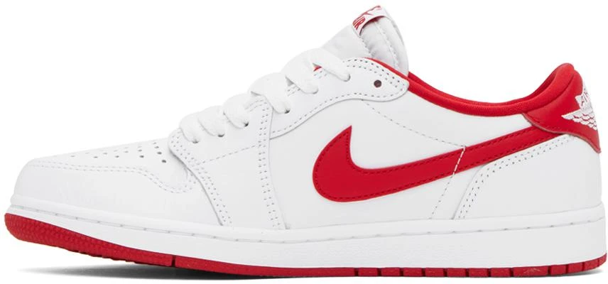 Nike Jordan White & Red Air Jordan 1 Low OG Sneakers 3