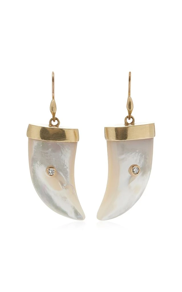 Annette Ferdinandsen Annette Ferdinandsen - Jeweled Claw 14K Yellow Gold; Diamond And Mother of Pearl Earrings - Gold - OS - Moda Operandi - Gifts For Her 1