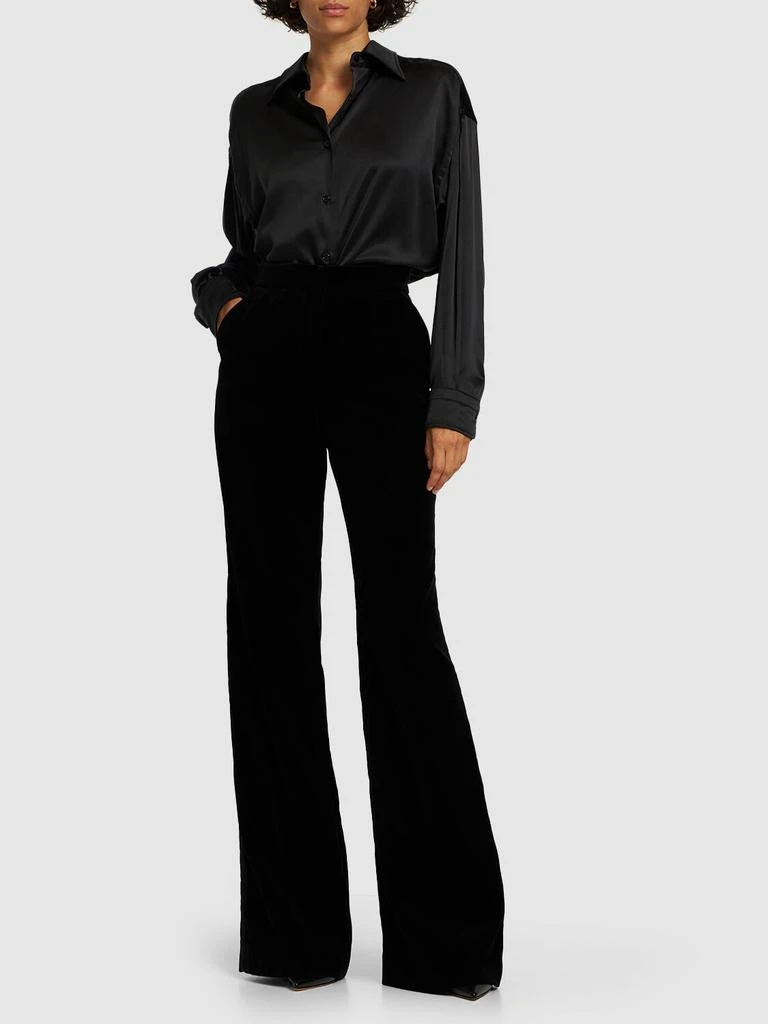 Costarellos Cotton Velvet Mid Rise Straight Pants 1