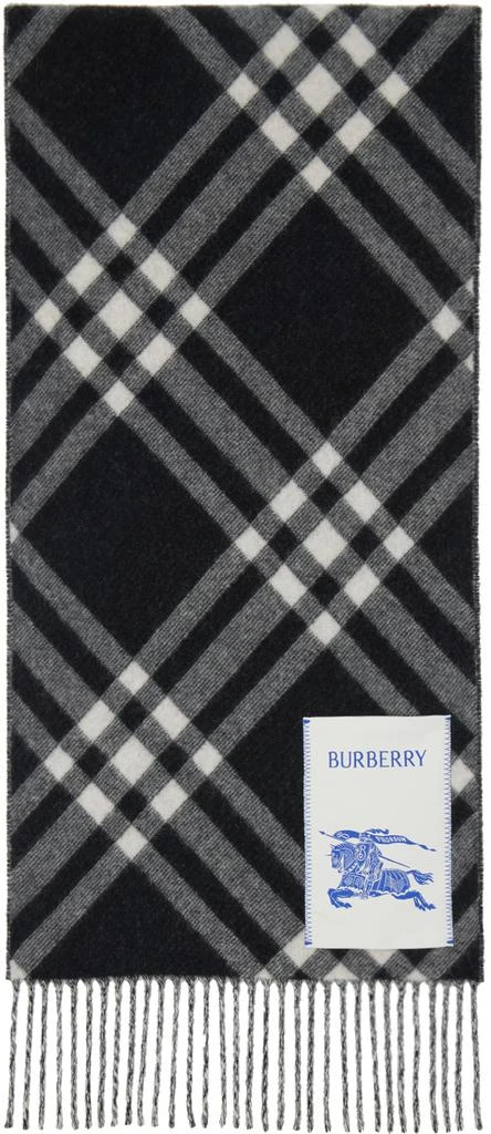 Burberry Black Check Cashmere Scarf 1