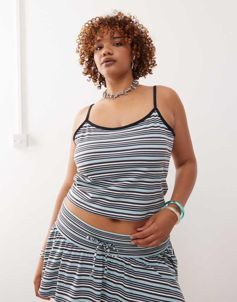 COLLUSION COLLUSION plus mini stripe cami co-ord in multi