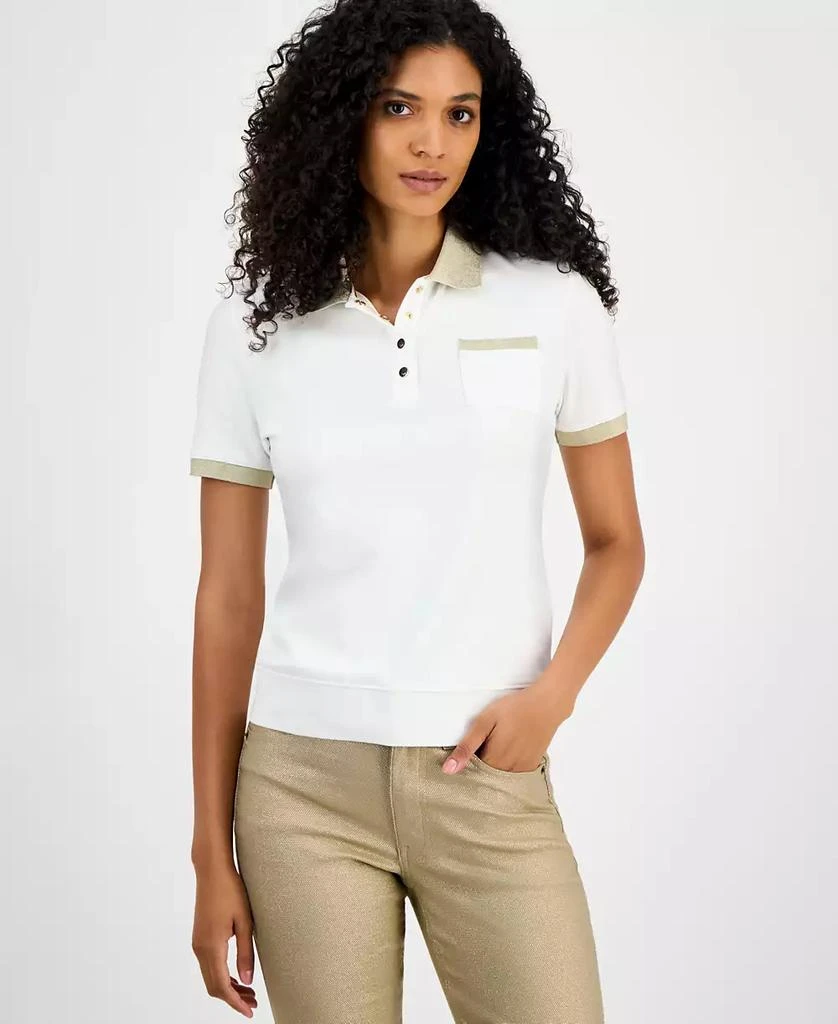 Tommy Hilfiger Women's Cotton Shine-Collar Polo Top