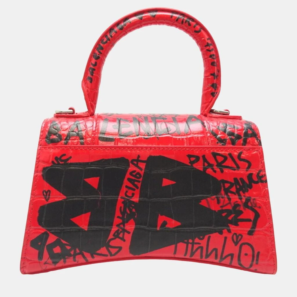 Balenciaga Balenciaga Red Leather Graffiti Hourglass XS Top Handle Bags 3