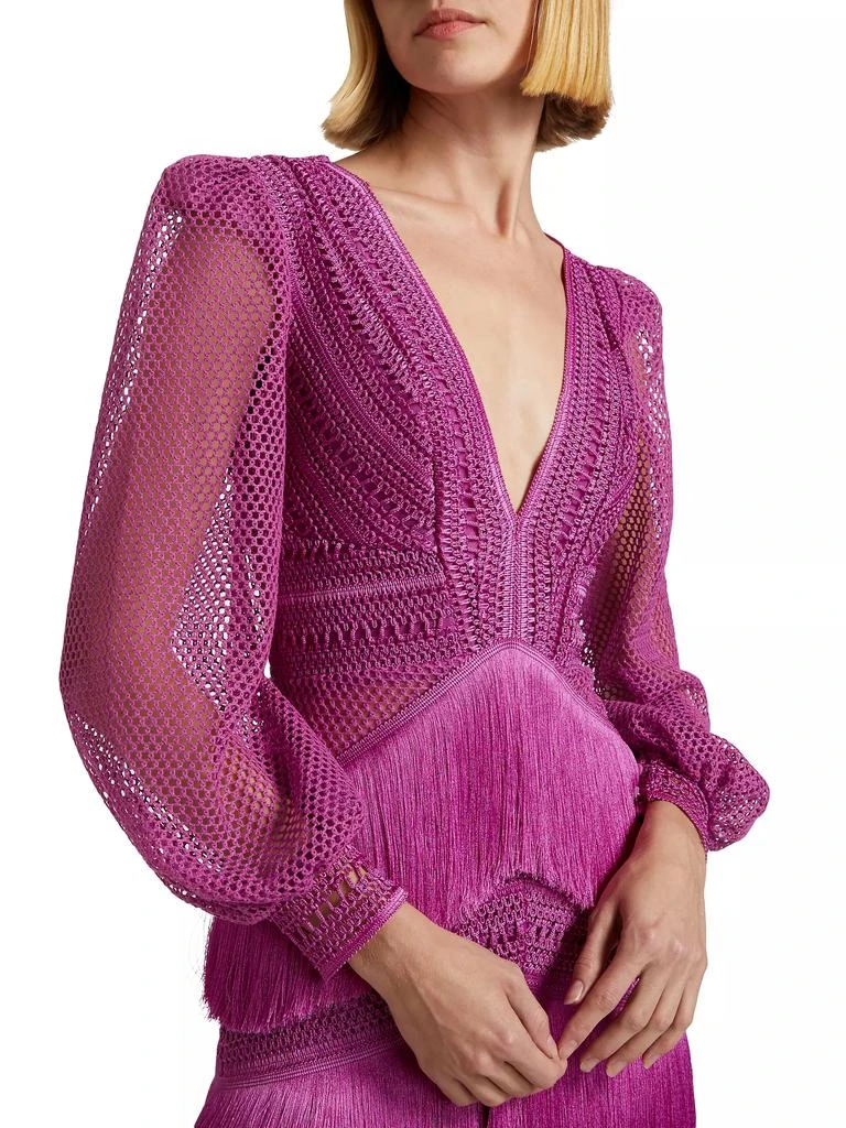 PatBO Pink Fringe Long-Sleeve Minidress 6