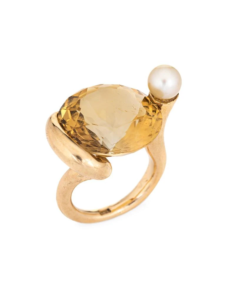 Sophie Jane Vintage 14K Yellow Gold, Heat Treated Citrine
6.5MM Round Cultured Pearl Abstract Cocktail Ring