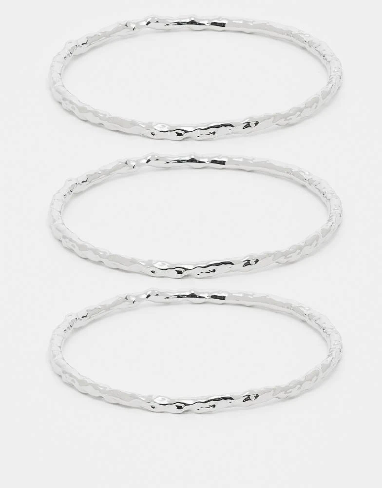 DesignB London DesignB London pack of 3 molten bangles in silver