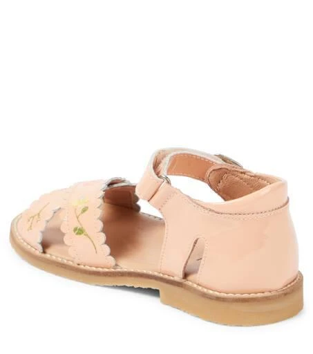Petit Nord Embroidered scalloped patent leather sandals 3