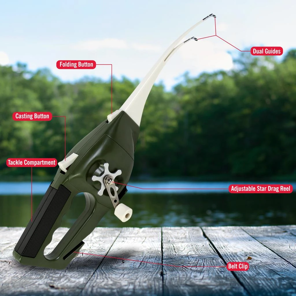 Ronco Pocket Fisherman, Portable Fishing Rod, Foldable Compact Design, Lightweight Rod and Reel for Fishing On-the-Go 2