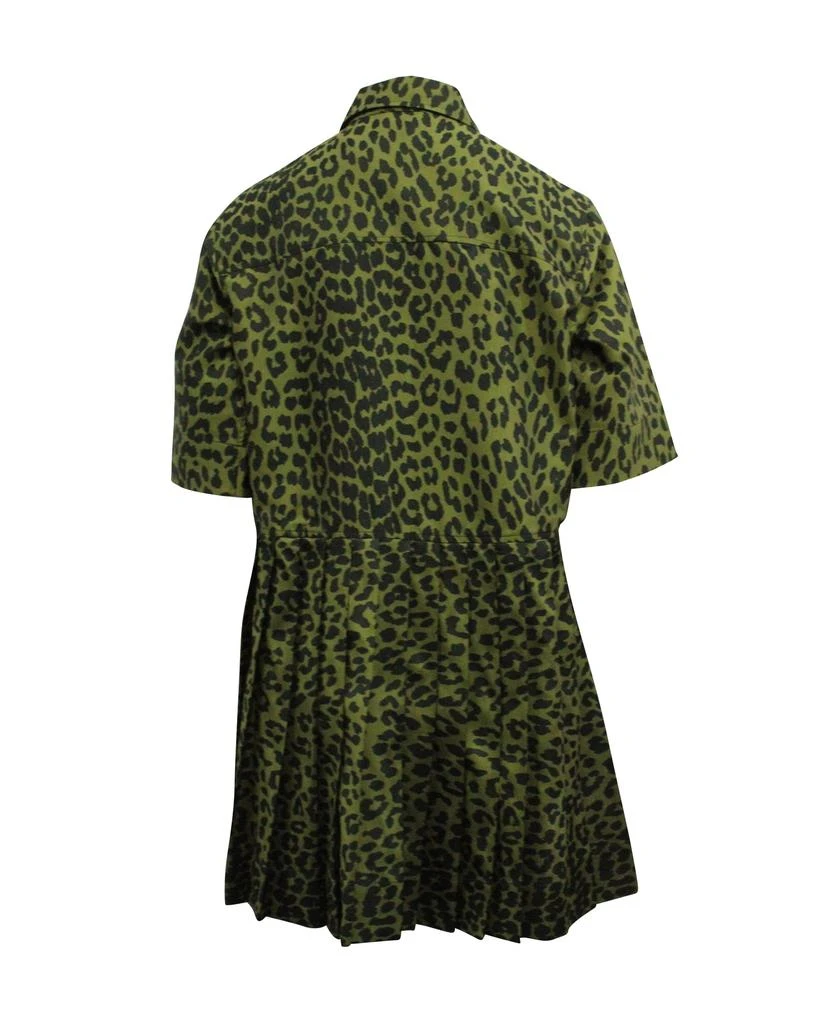 Ganni Ganni Crispy Jacquard Button Front Dress in Green Polyester 3