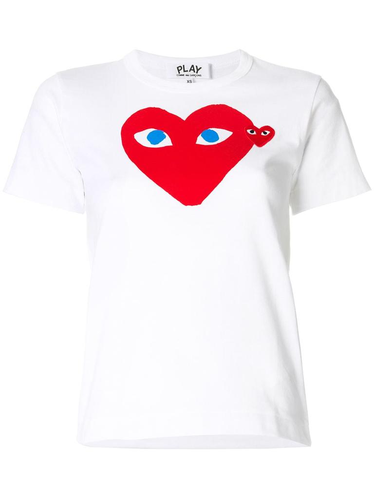 【Comme des Garcons】 Heart-print cotton-jersey T-shirt Comme des Garcons Men's Cotton Jersey Heart T-Shirt