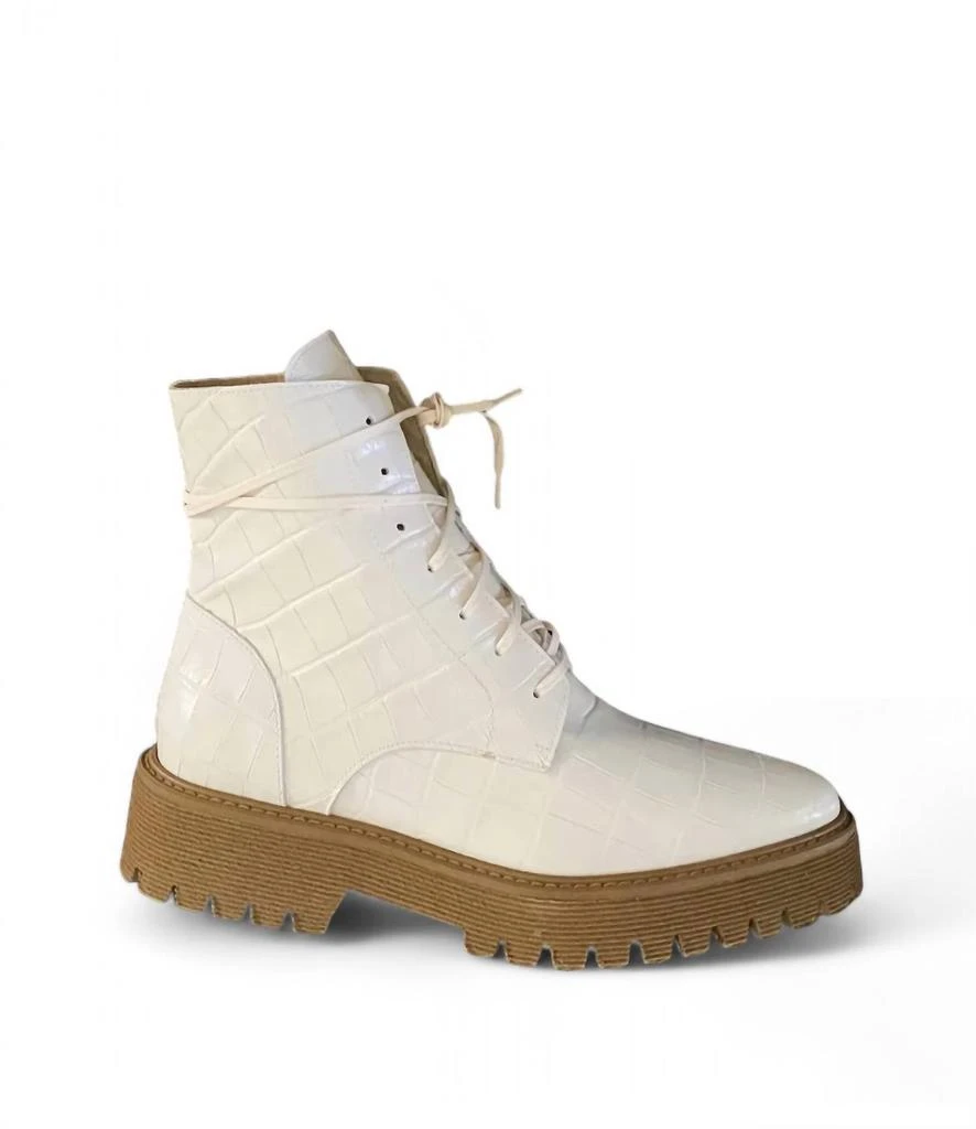 Freda Salvador Women's Emi Boots In Creme Embossed Croc 1