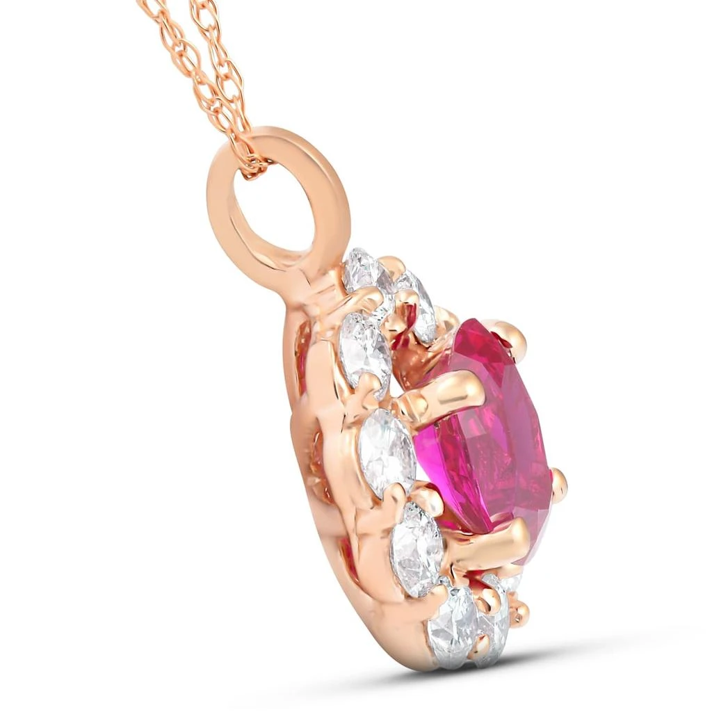 Pompeii3 1 3/4ct Pink Sapphire 
Genuine Diamond Halo Pendant 14K Rose Gold 2