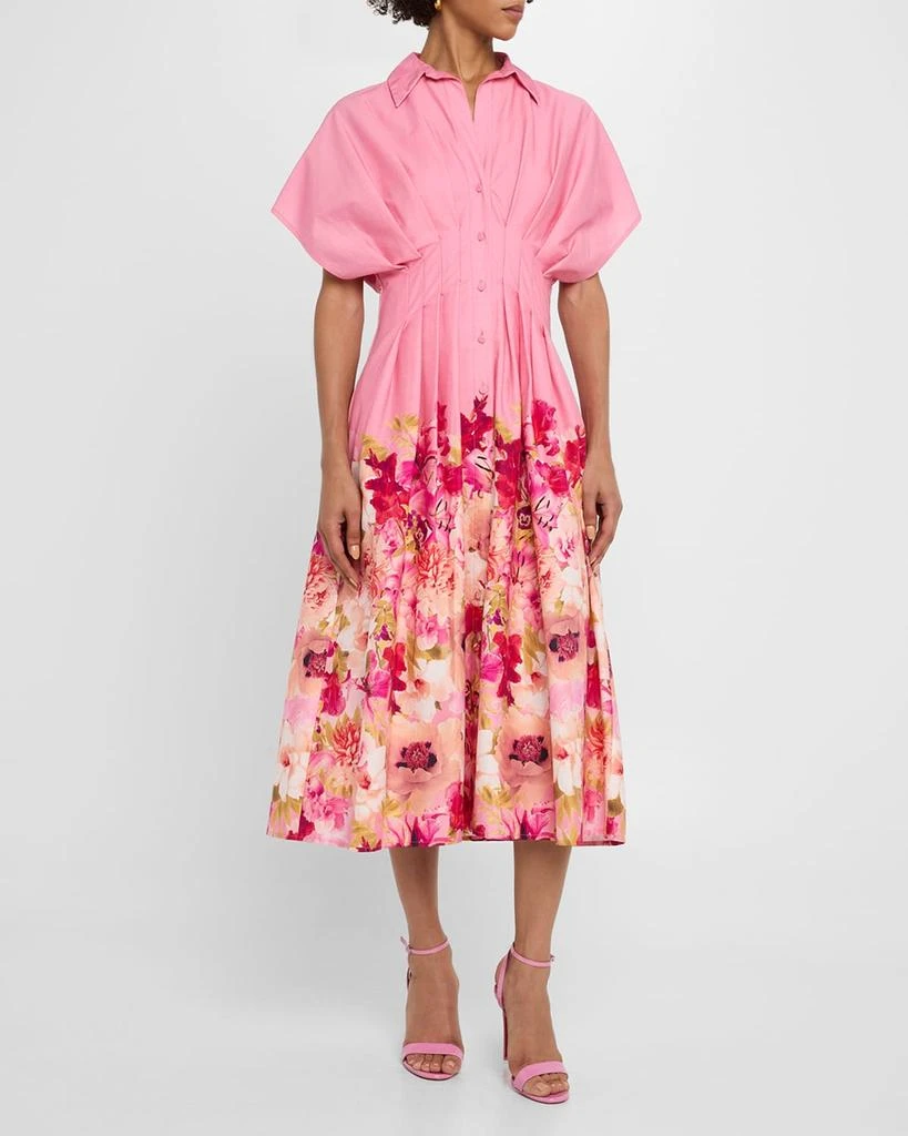 blue dress for baby girl Mia Pleated High Neck High Low Maxi Dress by Jewel Badgley Mischka