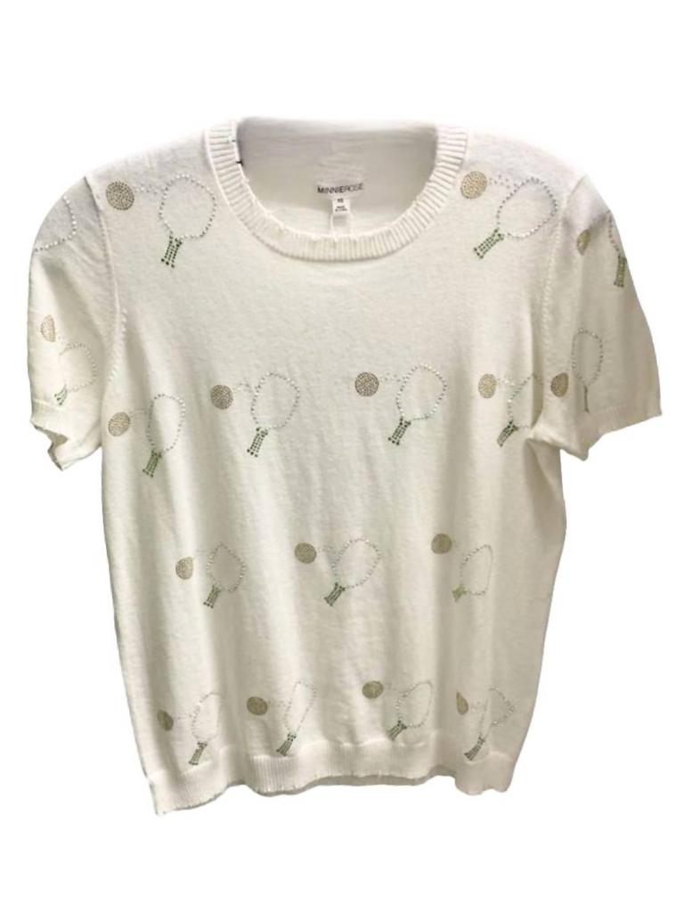 Minnie Rose Women's Pickleball Frayed Edge Tee Top