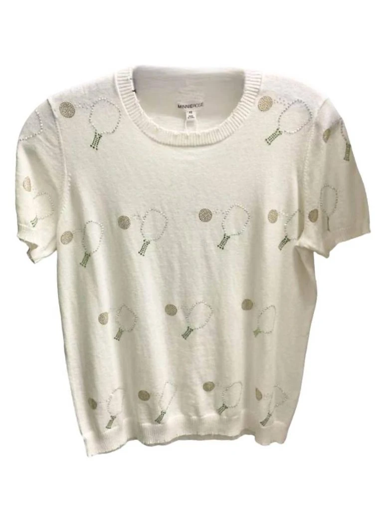 Minnie Rose Women's Pickleball Frayed Edge Tee Top 1
