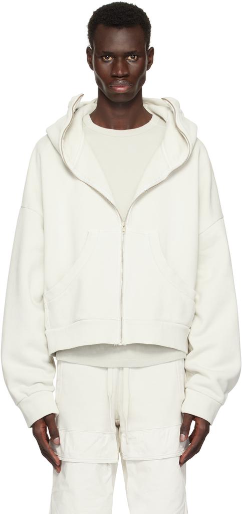 ERL Off-White Varsity Zip-Up Hoodie L - Hoodies - BeyondStyle