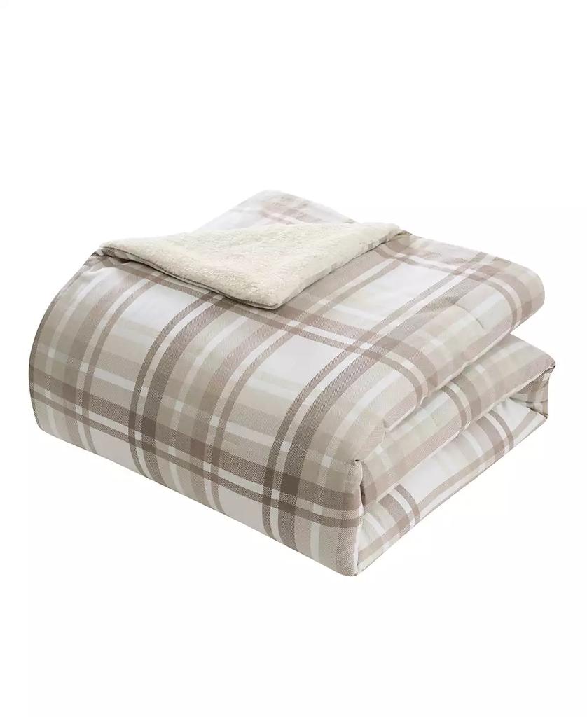 VCNY Home Plaid Brushed Flannel and Sherpa 3-Pc. Comforter Set