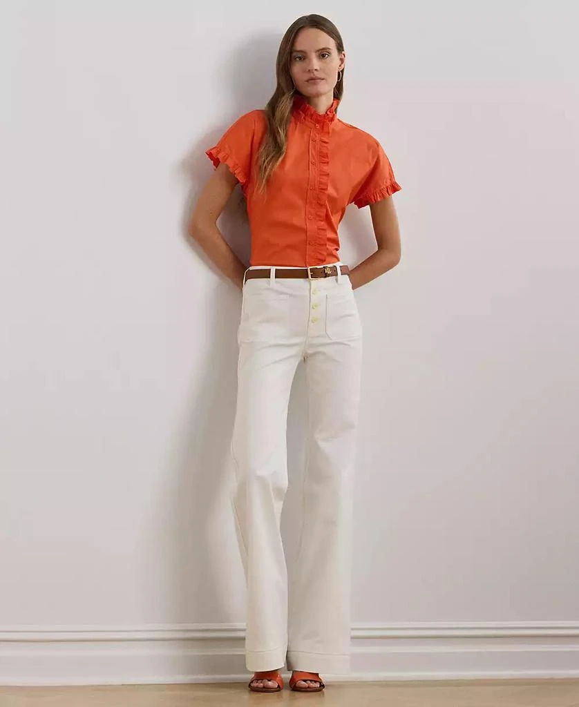 Ralph Lauren Women's Ruffle-Trim Short-Sleeve Shirt 4