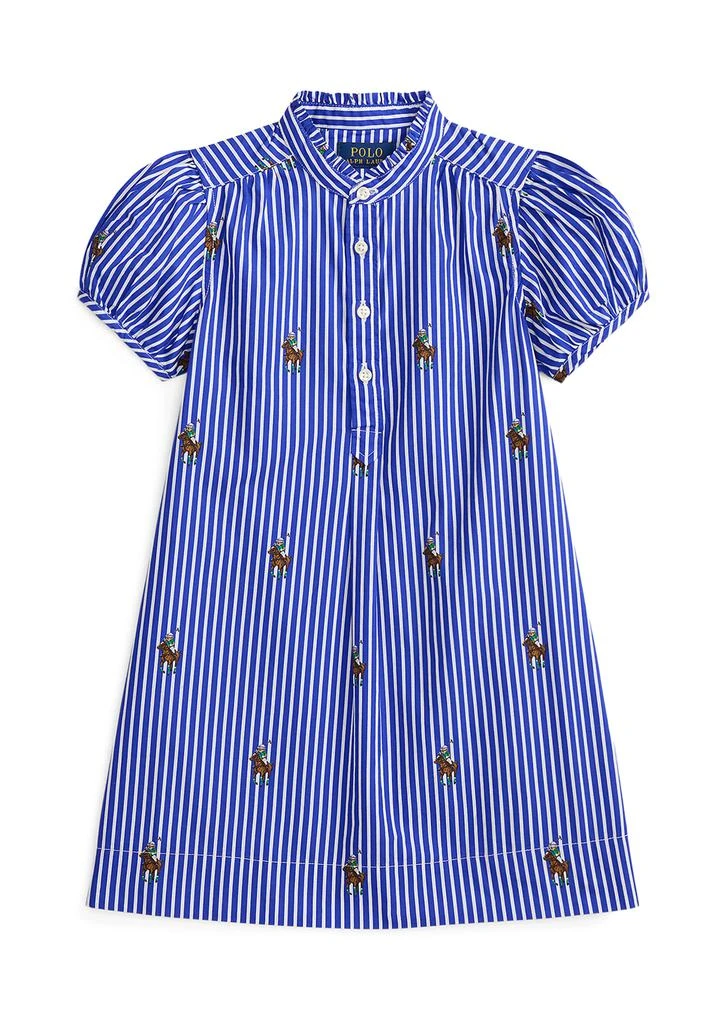 Ralph Lauren Girls 2-6x Polo Bear Striped Cotton Poplin Dress