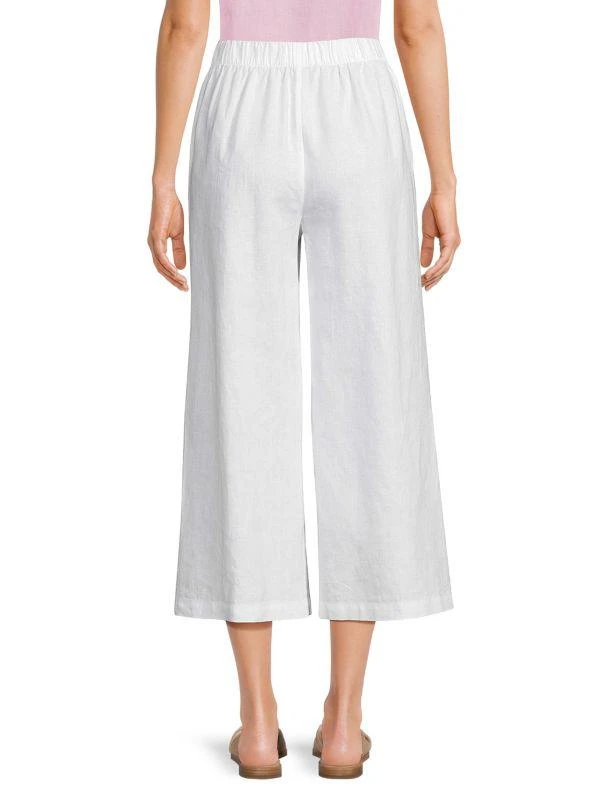 Saks Fifth Avenue 100% Linen Cropped Wide Leg Pants 2