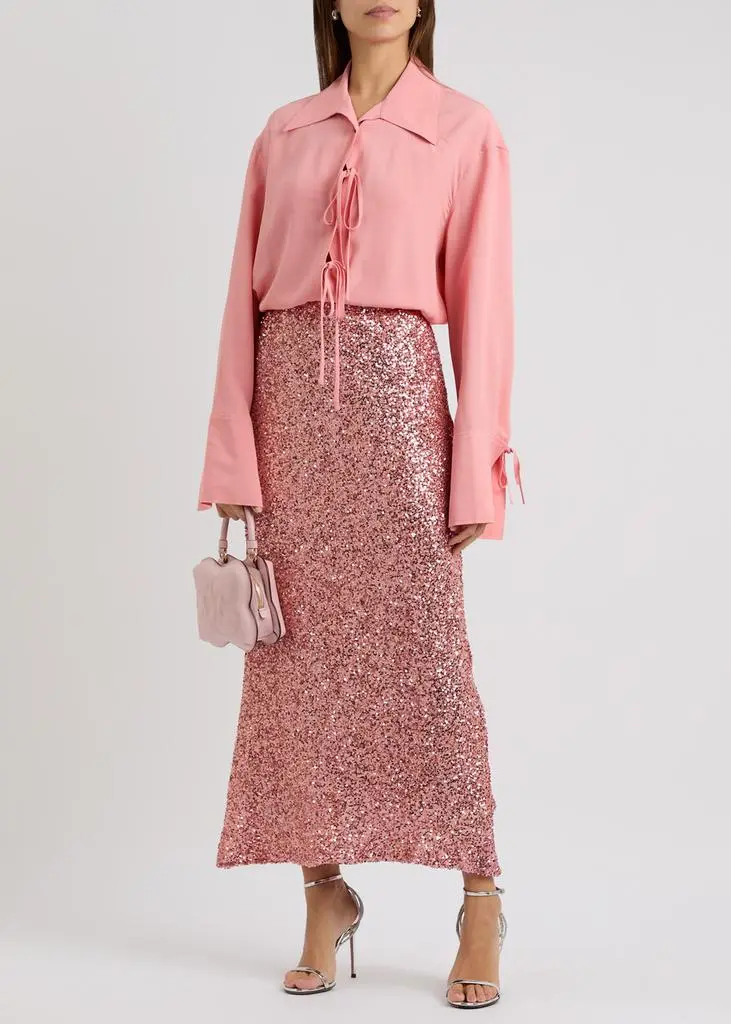 NEVER FULLY DRESSED Dorris sequin-embellished tulle midi skirt 4