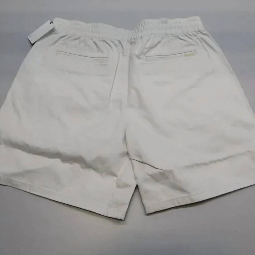 AIMÉ LEON DORE Men's Drawstring Chino Cotton Short In Silver Birch White