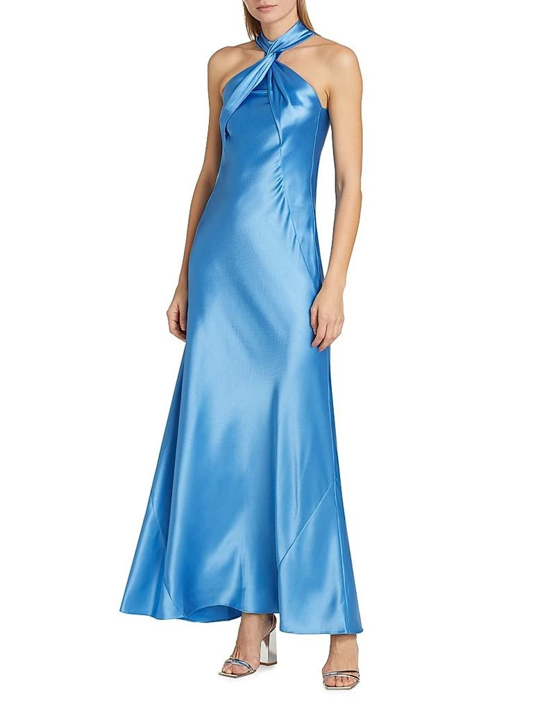 Galvan Portico Satin Twist Halter Gown 3