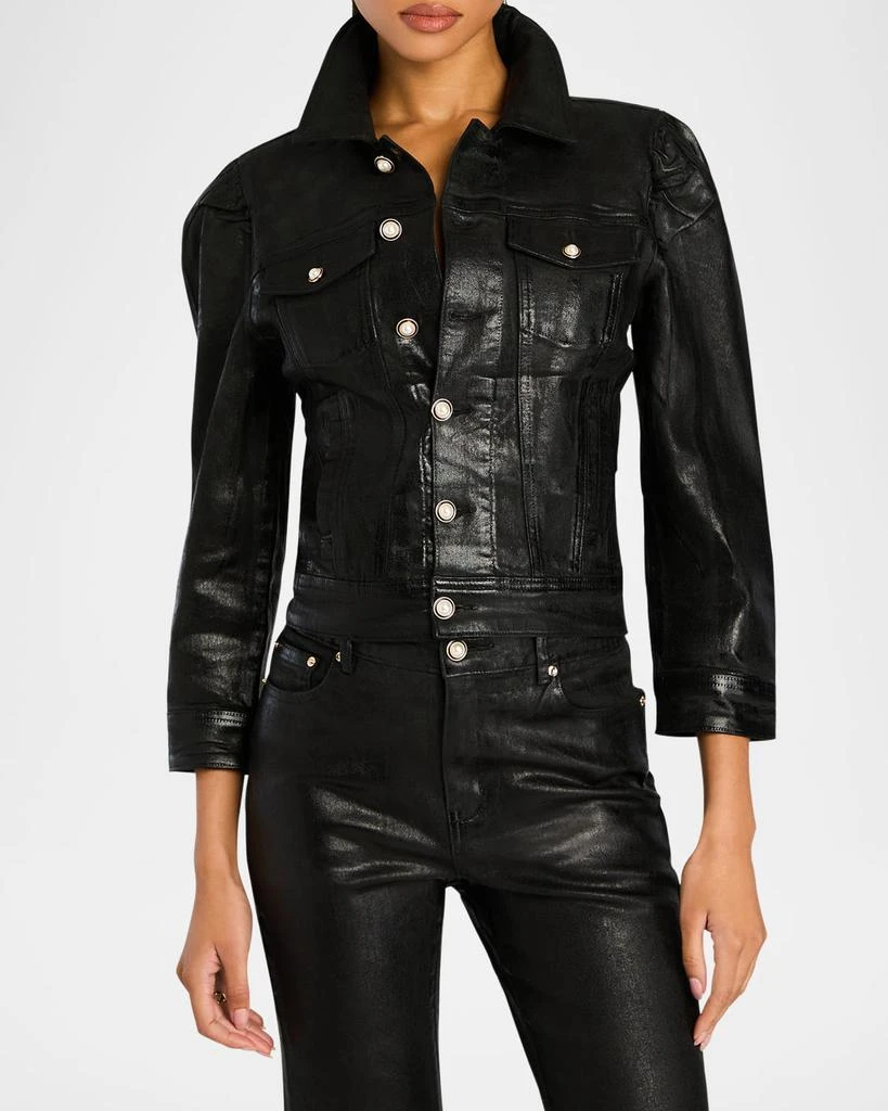 retrofête Ada Puff-Sleeve Coated Denim Jacket 4