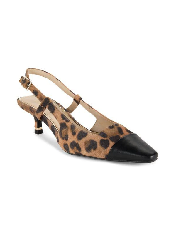 Kenneth Cole Martha Leopard-Print Slingback Kitten Heel Pumps 2
