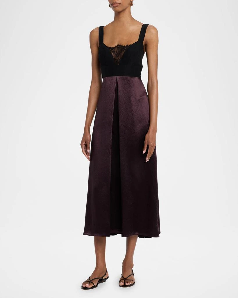 MARIA MCMANUS Sleeveless Lace Bustier Silk Midi Dress 4