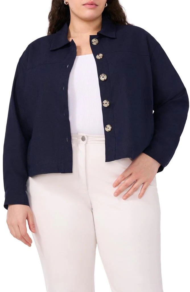 Halogen Patch Pocket Crop Linen Blend Jacket 1