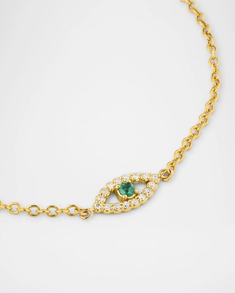 Jennifer Meyer Mini Diamond Open Evil Eye Bracelet with Emerald Center 3