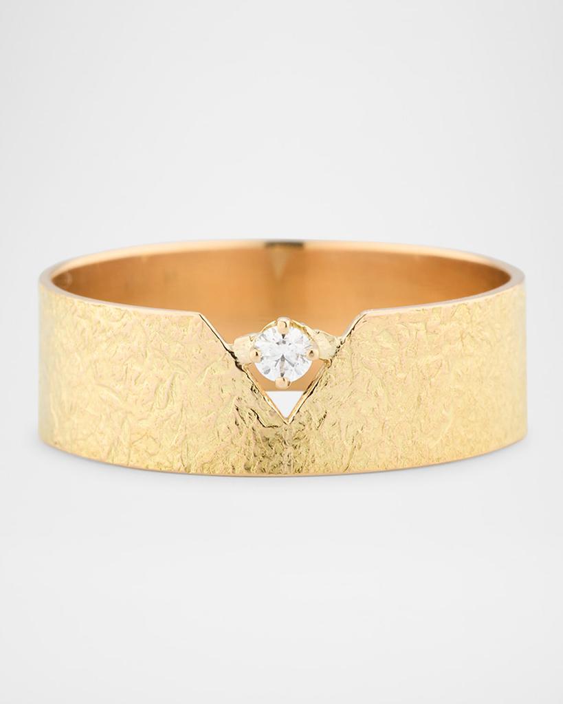 POPPY FINCH 14K Yellow Gold Foil Tube Ring with Diamond