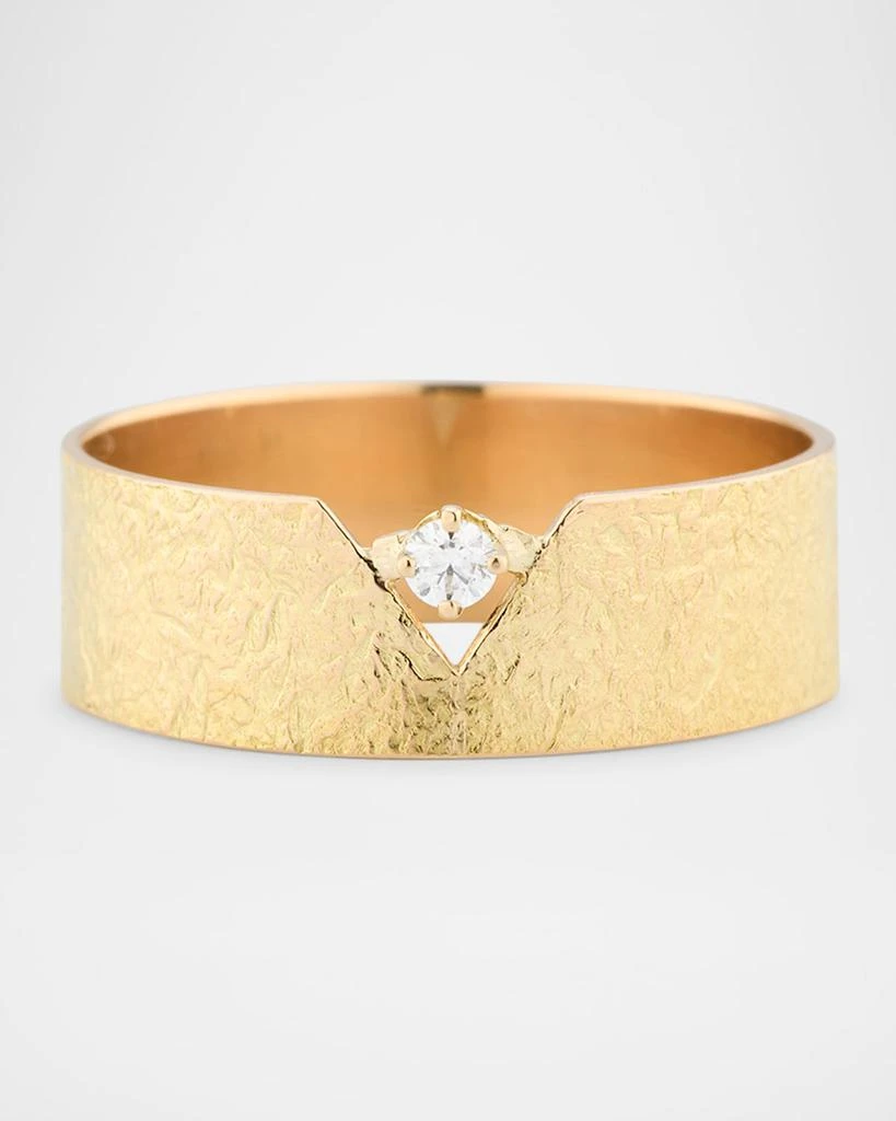 POPPY FINCH 14K Yellow Gold Foil Tube Ring with Diamond 1