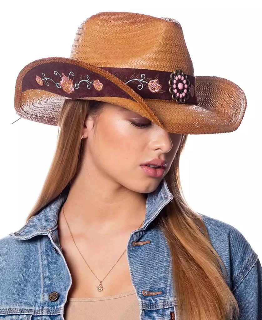 Epoch Hats Company Cowboy Hat with Floral Trim Band and Stud 2